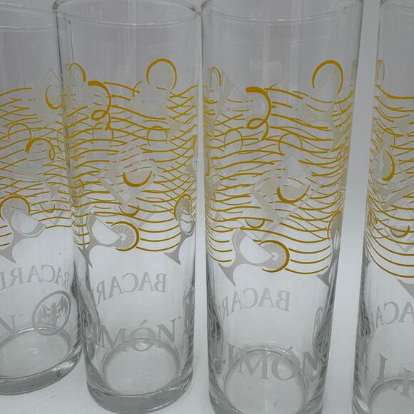 Set/4 Libbey Bacardi Limon Rum Tall Boy Rocks Cocktail Collins Drink Glasses - Picture 4 of 7